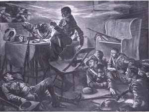 Die Tötung von zwei Männern von Comptons Horse beim Schreiben von Briefen nach Hause, Illustration aus After Pretoria: The Guerilla War, 1902