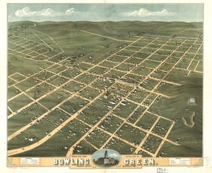 Vogelperspektive der Stadt Bowling Green, Warren County, Kentucky 1871