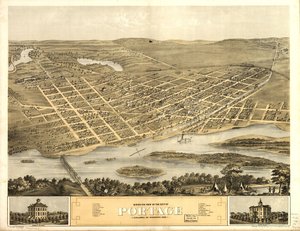 Vogelperspektive der Stadt Portage, Columbia Co., Wisconsin 1868