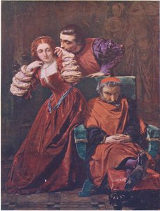 Silvia und Valentin (Die zwei Herren aus Verona) "Diese Liebe von ihnen habe ich oft gesehen, vielleicht, wenn sie mich fest schlafend beurteilt haben", aus Die gesammelten Werke von William Shakespeare, veröffentlicht von J Coker & Co Ltd (Farblitho) von A. E. Elmore