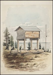 Zeichnungen, die die Grabstätte von "Cadunce" einem Chippewa-Indianer "Medizinmann", eine Navajo-Sandmalerei und Crow-Steinmalereien darstellen von A. Grossman
