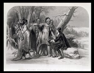 Roger Williams, geschützt von den Narragansetts, 1636, aus 