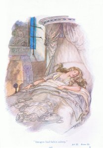 Imogen war eingeschlafen (Cymbeline), aus Geschichten von Shakespeare, veröffentlicht von Ward Lock & Co Ltd