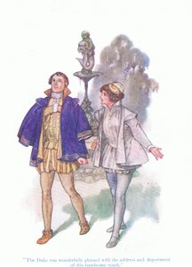 Der Herzog war wunderbar erfreut über die Ansprache und das Benehmen dieses hübschen Jungen (Was ihr wollt), aus Tales from Shakespeare, veröffentlicht von Ward Lock & Co Ltd von A. Jackson
