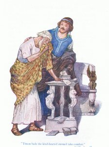 Timon bat den gutherzigen Verwalter, Trost zu finden (Timon von Athen), aus Geschichten aus Shakespeare, veröffentlicht von Ward Lock & Co Ltd von A. Jackson