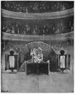 Wie ein Schauspieler sein Publikum und den Souffleur sieht, ca. 1890