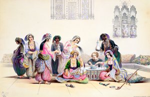Innenansicht eines Harems, Kairo, Ägypten, Mitte des 19. Jahrhunderts