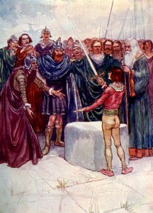 Er stand da und hielt das magische Schwert in der Hand, 1905 von A. S. Forrest