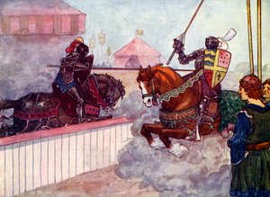 Der Graf ritt immer wieder auf Edward zu, bis seine Lanze in seiner Hand zersplitterte, ca. 1270, 1905