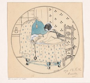 Mädchen will Baby aus der Wiege heben