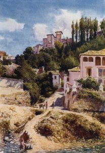 Die Alhambra, Torre de las Damas vom Fluss Darro von A. Trevor Haddon