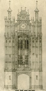 Architektonische Zeichnung: Westfront des inneren Torhauses, 1833-1834