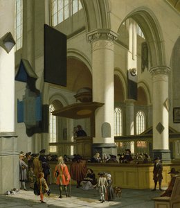 Innenraum der Oude Kerk, Delft, mit einem Prediger