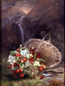 Bündel wilder Erdbeeren bei einem Korb von A. de Brus