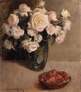 Stillleben mit Rosen und Kirschen von A. van der Kelen