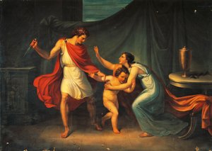 Pyrrhus bedroht das Leben des kleinen Astyanax