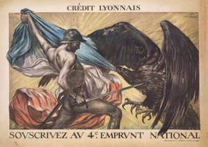 Crédit Lyonnais. Zeichnen Sie den 4. Nationalen Kredit, 1918 von Abel Faivre