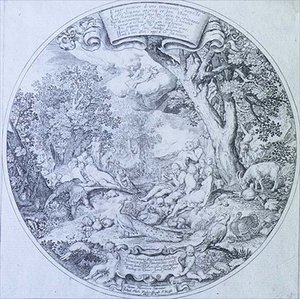 Das Goldene Zeitalter, graviert von Jan Theodore De Bry (1561-1623) von Abraham (after) Bloemaert