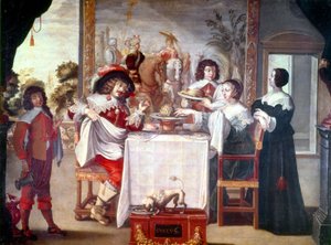 Mahlzeit zur Zeit der Herrschaft von Ludwig XIII. 1610-1643 von Abraham (after) Bosse