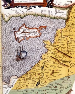 Historische geografische Karte von Palästina nach dem Atlas von Abraham Ortelius, Amsterdam