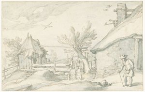 Hof mit Bauernhaus und Scheune von Abraham Bloemaert