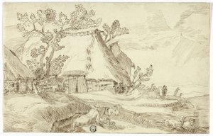 Bauernhof unter Strohdächern von Abraham Bloemaert
