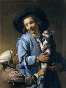 Jugendliche spielen mit der Katze, 1620-1625