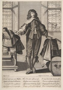 Ein Diener verstaut die luxuriösen Kleider seines Herrn, Mitte bis Ende des 17. Jahrhunderts von Abraham Bosse