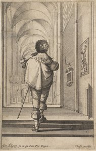 Ein Herr von hinten gesehen, der in eine Kirche geht, ca. 1629 von Abraham Bosse