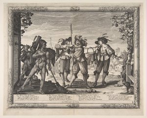 Der Hotpot wird den Frischvermählten gebracht, oder Der Krach, ca. 1633 von Abraham Bosse