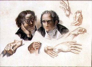 Studien von zwei Köpfen und Händen eines Gentlemans von Abraham Constantin