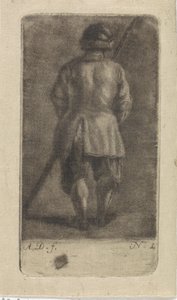 Mann mit Stock, von hinten gesehen von Abraham Delfos