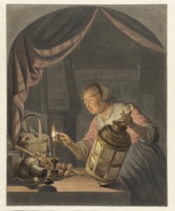 Mädchen, das eine Laterne anzündet