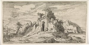 Landschaft mit den Ruinen eines Tores
