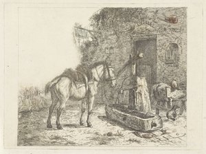 Pferd vor einem Gasthaus von Abraham Hendrik Winter