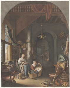 Innenraum mit Mutter und Kindern