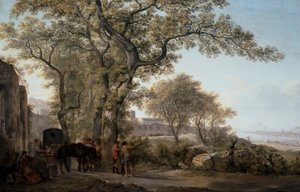 Paar: Die Via Appia mit Blick auf die Bucht von Gaeta und die Circe-Felsen von Abraham Louis Rudolph Ducros
