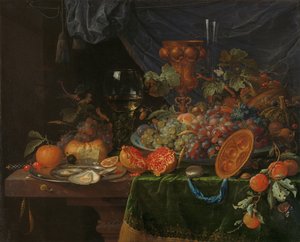 Stillleben mit Früchten und Austern von Abraham Mignon