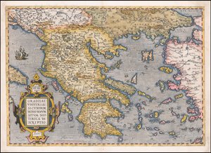 Karte von Griechenland und der Ägäis, 1584 von Abraham Ortelius