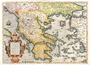 Kroatien (Bezirk: Dubrovnik-Neretva), Süd-Bosnien und Herzegowina, Süd-Serbien, Süd-Bulgarien, Montenegro, Albanien, Mazedonien, Griechenland, Westtürkei von Abraham Ortelius