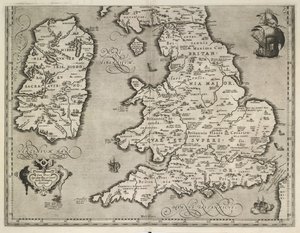 Karte von England, Wales und Irland, Theatrum Orbis Terrarum von Abraham Ortelius