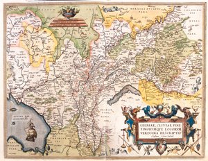 Niederlande (Provinz: Nordholland, Flevoland, Overijssel, Gelderland, Limburg), Deutschland (Bundesland: Niedersachsen, Nordrhein-Westfalen) von Abraham Ortelius