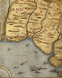 Hafen von Palos in Andalusien, aus Theatrum Orbis Terrarum von Abraham Ortelius