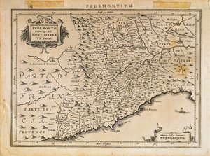 Fürstentum Piemont, Herzogtum Monferrato, westliches Ligurien und Teil der östlichen Ligurienregion, aus Theatrum Orbis Terrarum von Abraham Ortelius von Abraham Ortelius