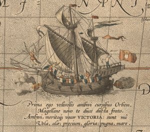 Die Victoria, eine spanische Karacke, Schiff der Armada de Molucca von Ferdinand Magellan. Aus Maris Pacific