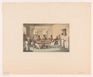 Surinamers en Hollanders drinken thee von Abraham Pieter Felix