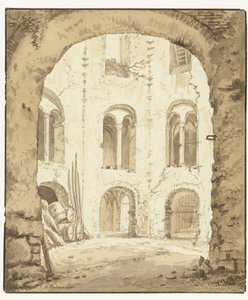 Ansicht der Kapelle des Valkhofs in Nijmegen von Abraham Rademaker