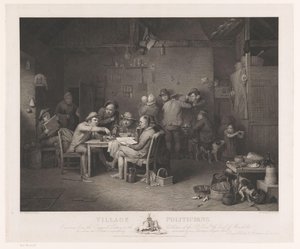 Innenraum mit Männern in Diskussion um einen Tisch