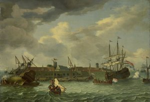 Die Insel Onrust bei Batavia (Jakarta) von Abraham Storck (manner of)