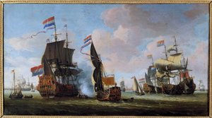Marine: Szene einer Seeschlacht von Abraham Storck